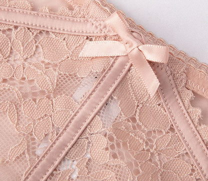 Pink Lace Floral Mesh Panty