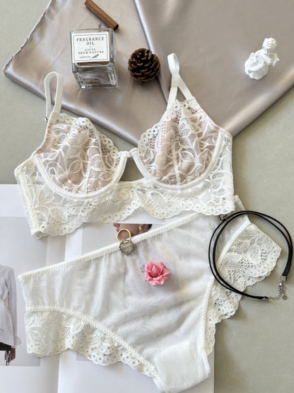 The Rhea Floral White Set